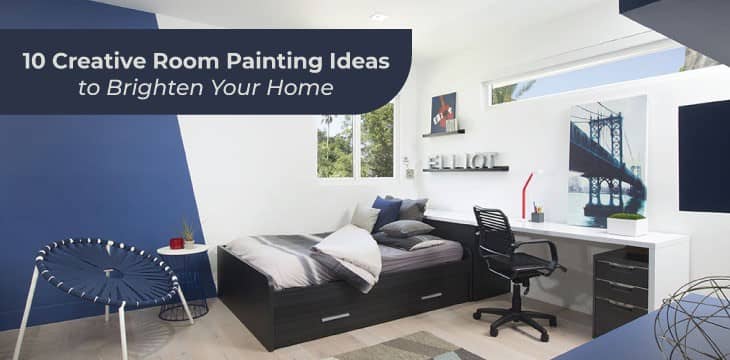 "10 Creative Room Painting Ideas to Brighten Your Home" title picture with a room in the background.